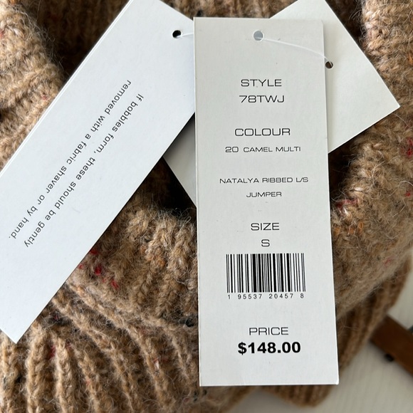 French Connection Natalya Ribbed Sweater Camel Multicolor - Picture 10 of 11